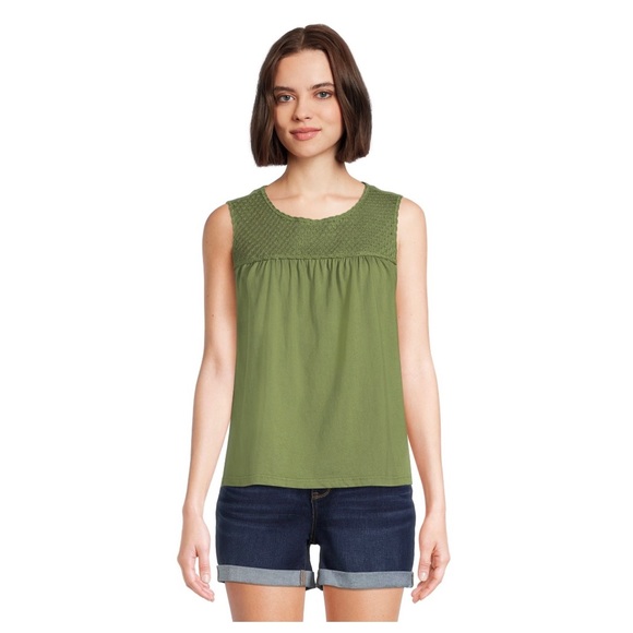 TIME and TRU Womens Sleeveless Smock Top Size Large 12-14 Green Chili New - Picture 4 of 8
